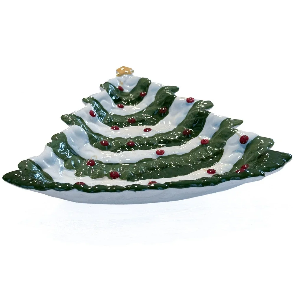 Park Designs Teresa Kogut Christmas Joys Ceramic Tree Trivet Spoon Rest Folk Art